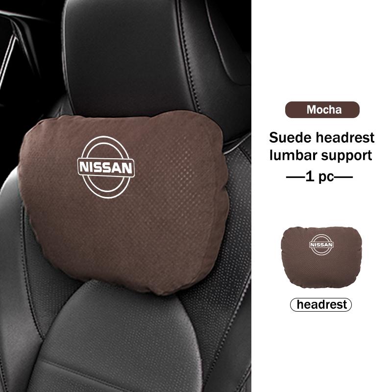 Car Seat Headrest Neck Support Lumbar Pillow Suede Decoration For Nissan Navara Almera Sentra Rogue Pathfinder Sylphy Leaf