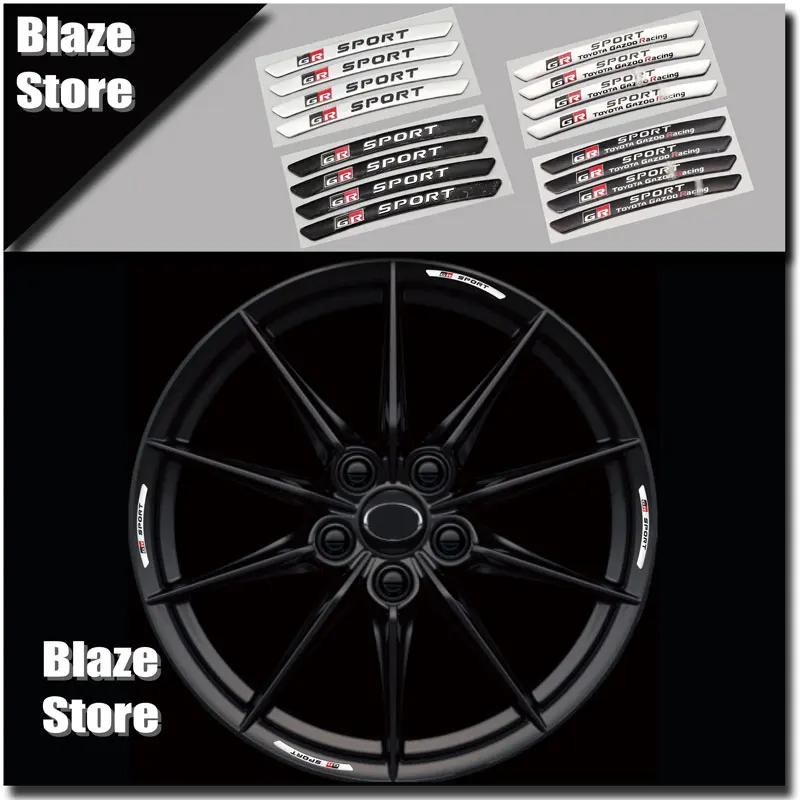 Car Styling Auto Wheel Hub Badge Tire Rim Stickers FDGHYU8 Accessories For Toyota GRsport Yaris Corolla Rav4 CHR Auris Cruiser