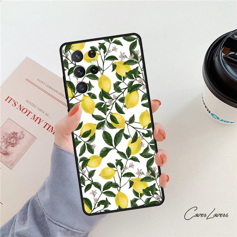 Summer Lemon and Leaf phone case For Samsung Galaxy S24 S25 S23 S22 Ultra Note 10 20 Plus S20 S21 FE Cover