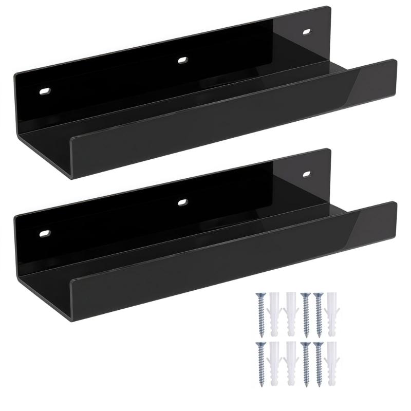 Floating Shelf Set of 2 for Bathroom and Bedroom Wall Use, Acrylic Storage Shelves with Open Access Form for Daily Use