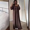 Women's Loose Leisure Co-ord Set Long Sleeve Cardigan Tube Top High Waist Wide Leg Loungewear Set
