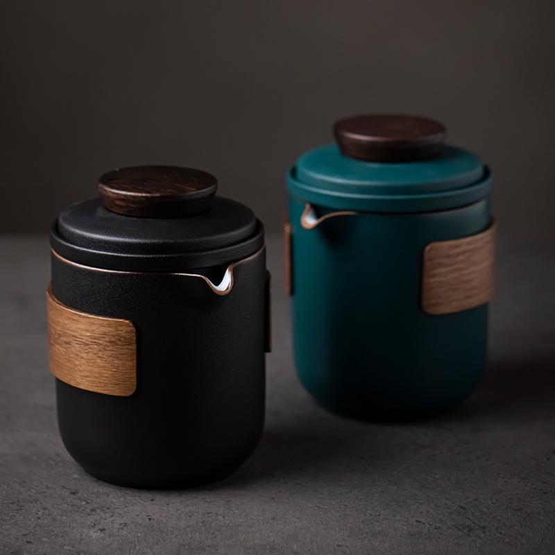 Ceramic Quick Tea Set One Pot Four Cups Portable Bag Kung Fu Tea Set Portable Tea Brewing Pot