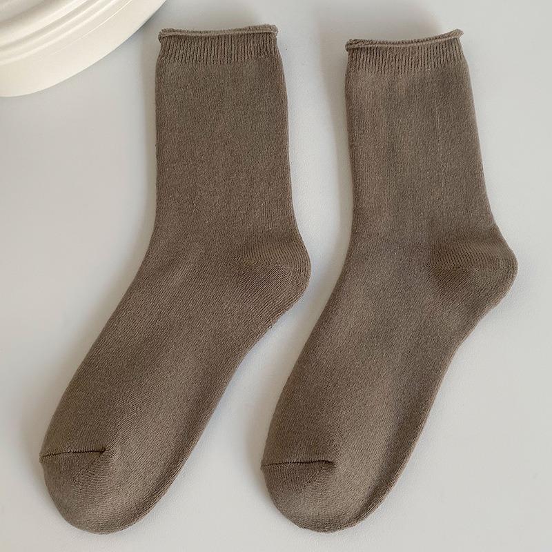 5 Pairs of New Women's Autumn and Winter Collection of Artistic and Retro Warm Cotton Rolled Up and Thickened Loop Socks