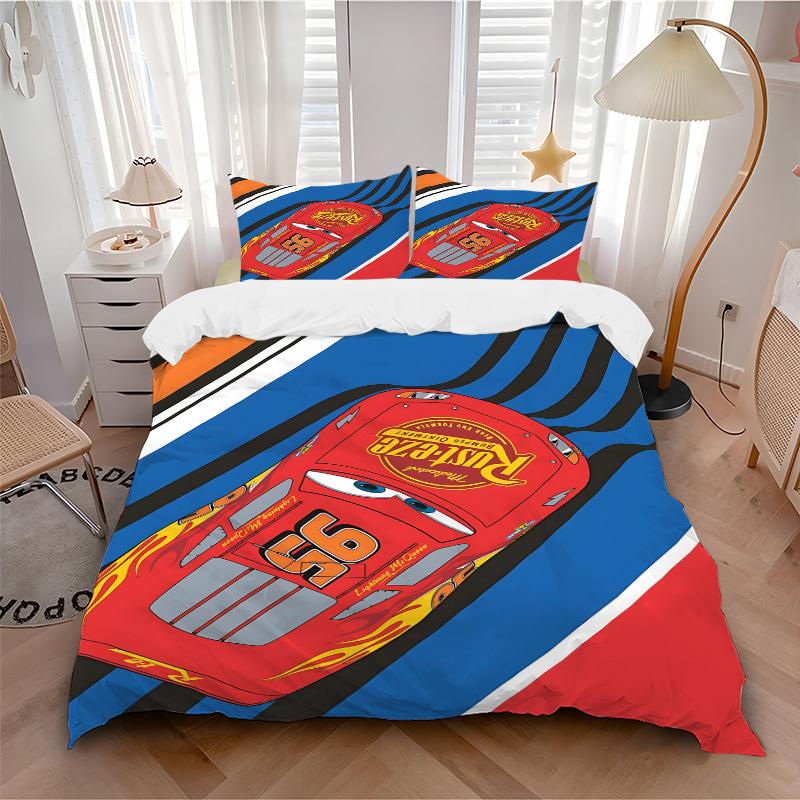

3pcs set Lightning McQueen1pc of quilt cover+2pcs of pillowcase, no core, print bedding, All Seasons Bedroom Setting093 135x200cm