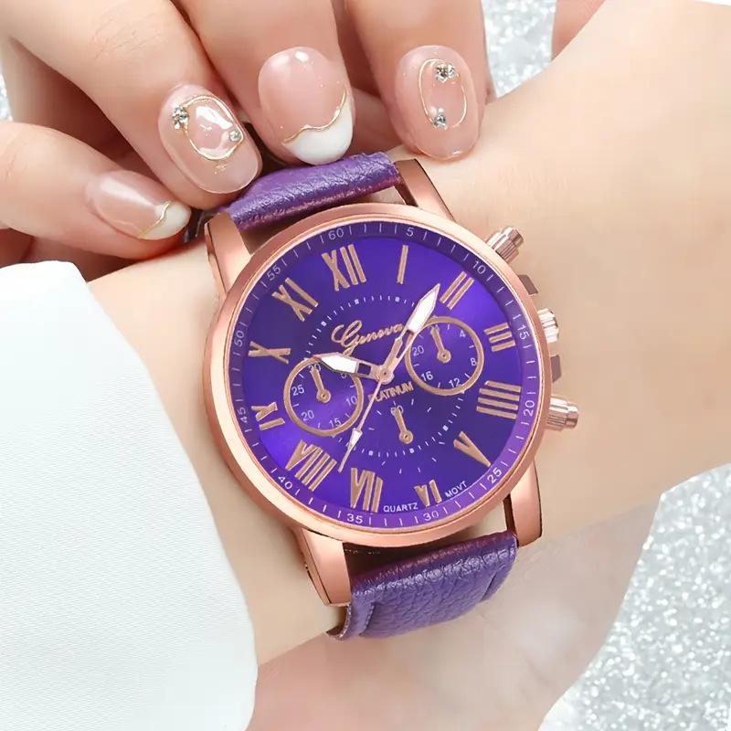Drainage Women'S Belt Watch Geneva Quartz Strap Fashion Women'S Watch Roman Scale Hand
