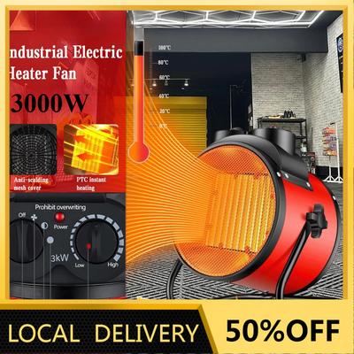3000W Průmyslový elektrický topný ventilátor přenosný Prostorový ohřívač Teplá dílna Garáž Vzduchový ventilátor Komerční podlahový ventilátor Cirkulační horkovzdušný ventilátor