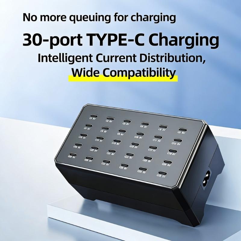Big Capacity 30 Port Type C Charger Station Reliable Power Delivery For Phones Tablets And Other Electronics