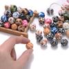 10Pcs 15mm Colorful Print Leopard Pattern Silicone Beads Ball Shape Teething Jewelry Beads For Teether Pacifier Chain Necklace
