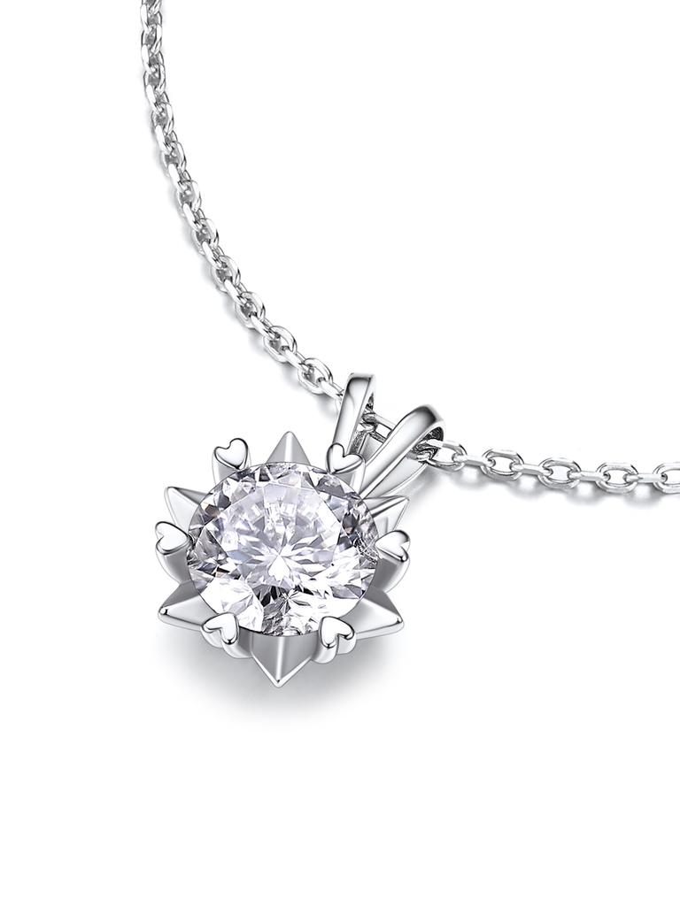 Náhrdelník s vločkou a moissanitem, stříbrný náhrdelník 925, dárek k narozeninám, výročí, oblíbená značka, přívěsek 40 cm, jemná dárková krabička