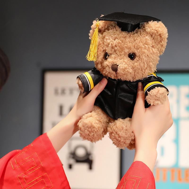 Cartoon Doctor's Clothing Teddy Bear Doll Plush Toy Small Sitting Bear Doll Boys Girls Soft Students Graduation Gift Home Decor
