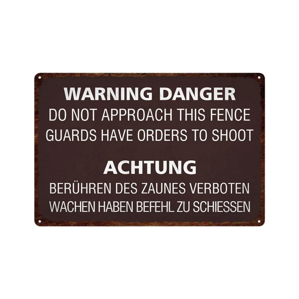 Germany HALT STÓJ Achtung Metal Sign German Warning Signs Hazardous Area Placards Vintage Plaque Plate Wall Decorative