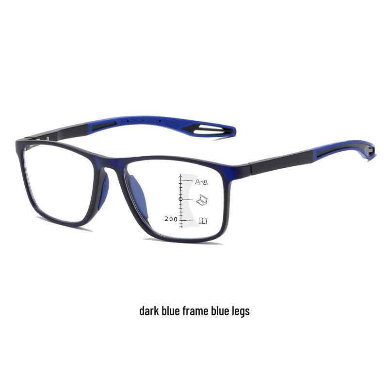 TR90 Sports Style Progressive Multifocal HD Anti-Blue Light Reading Glasses for Distance and Near Use