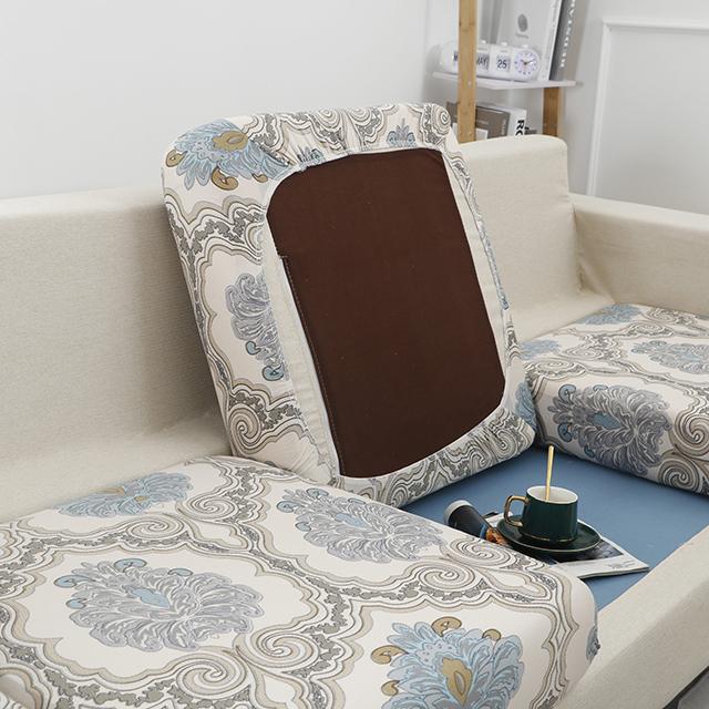 Leaves Stretchy Sofa Furniture Seat Cushion Cover Printed Sofa Cover Half Package Couch Stretch Slipcover Funiture Protector 1 /2 /3 /4 Seater