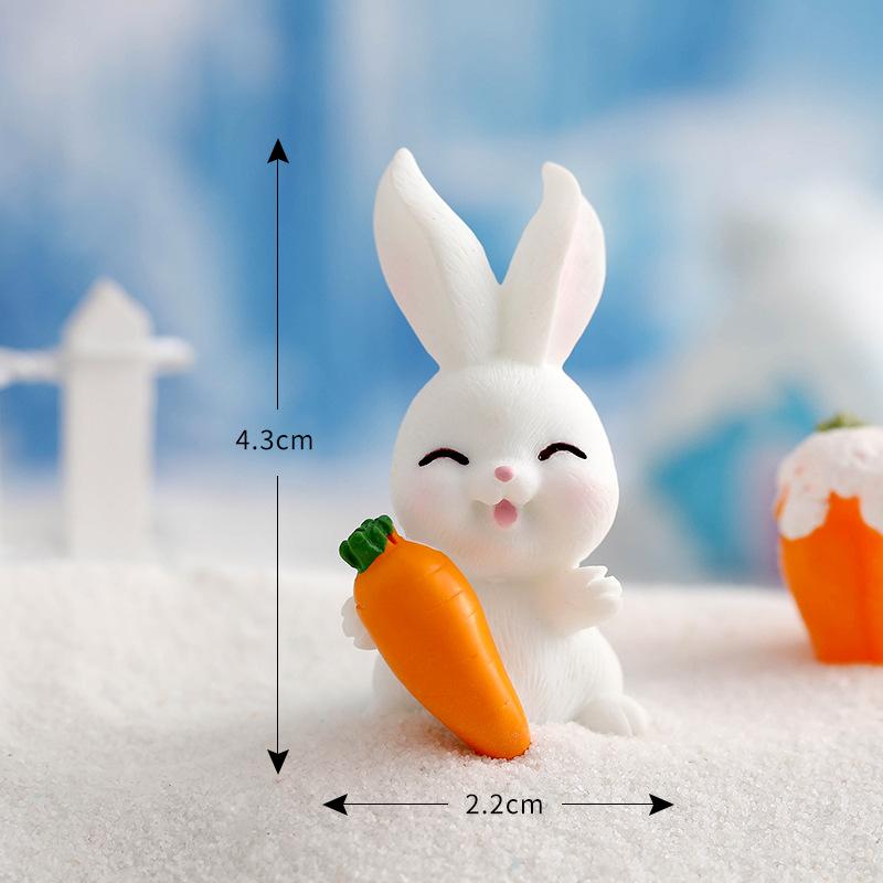 Micro-landscape Cute Little Rabbit Winter Snow Scene Snowman Decorative Accessories Car Carrying Small Ornaments