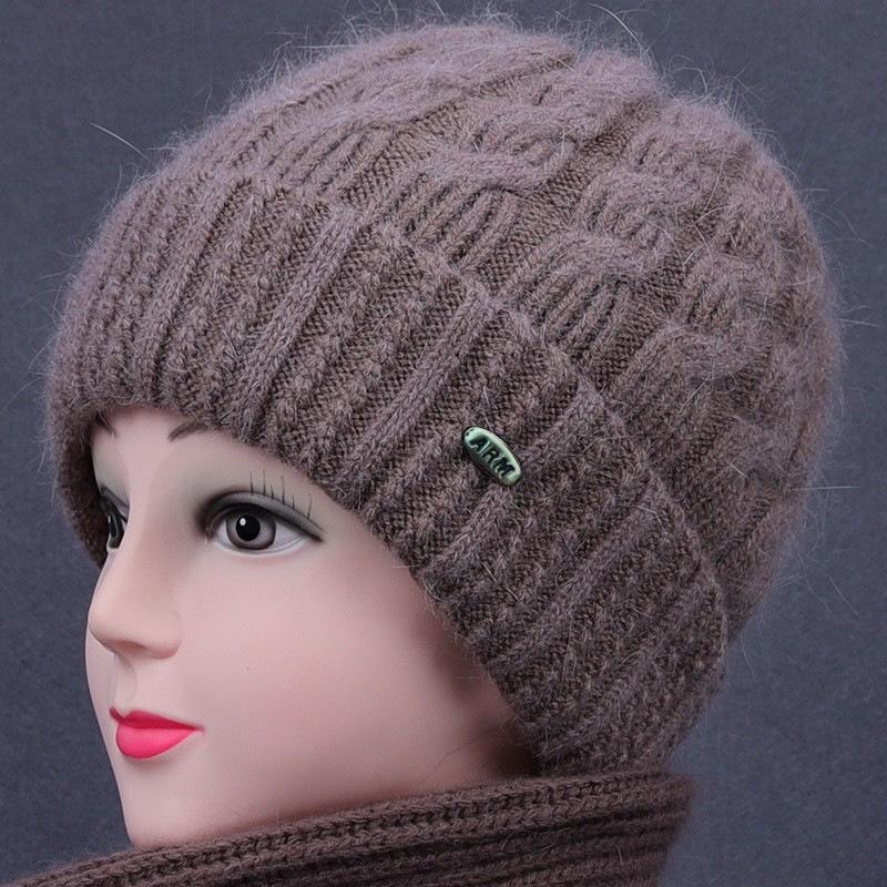 Women's Autumn-Winter Thickened Knit Hat & Scarf Set for Middle-aged & Elderly