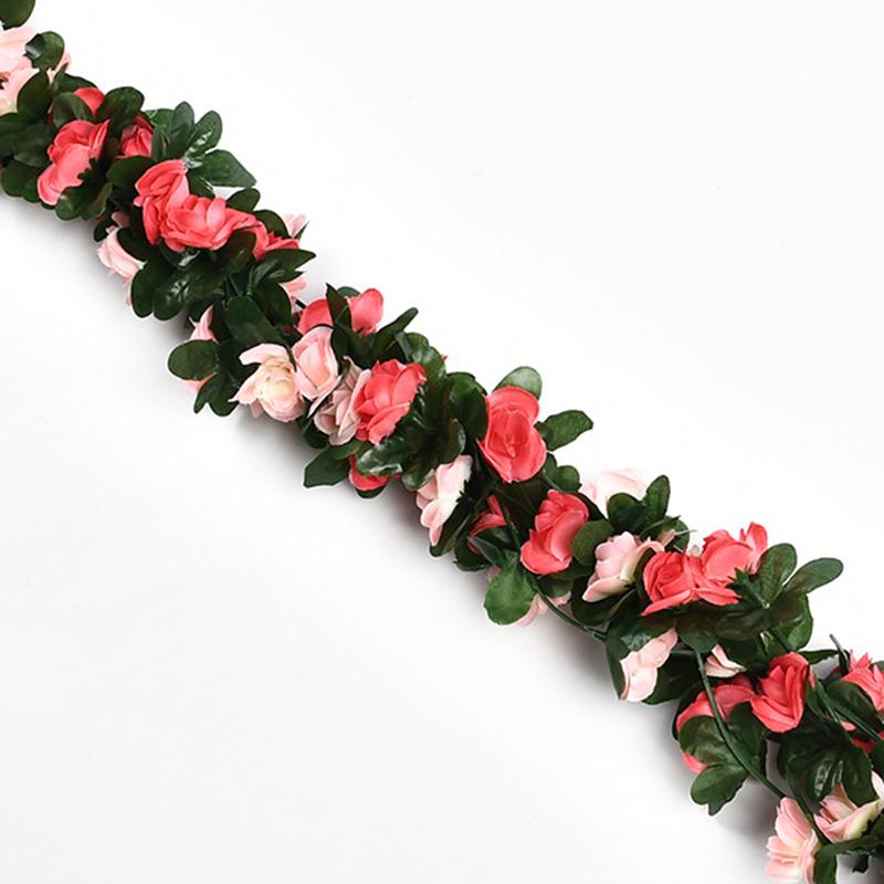 2.5m Rose Artificial Silk For Wedding Garland Fake Plant Flowers Vine Home Room Wedding Wall Hanging Garden Arch DIY Decoration