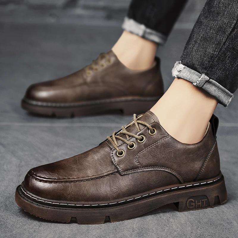 Men Shoes Men Business Casual Leather Shoes Men Fashion Breathable Shoes British Casual Lace Up Single Leather Shoes