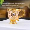 Klassisches Elegantes Weinglas, Emaille-Rosenkelch für Hochzeit, Party & Hausbar, Weinbecher mit Vintage-Rosenmuster, Gold-/Silberbeschichteter Kürbiskelch