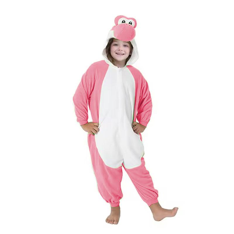 Kids Onesies Cartoon frog Kigurumi Pink Fleece Pajamas for Halloween Christmas Party Outfit 100
