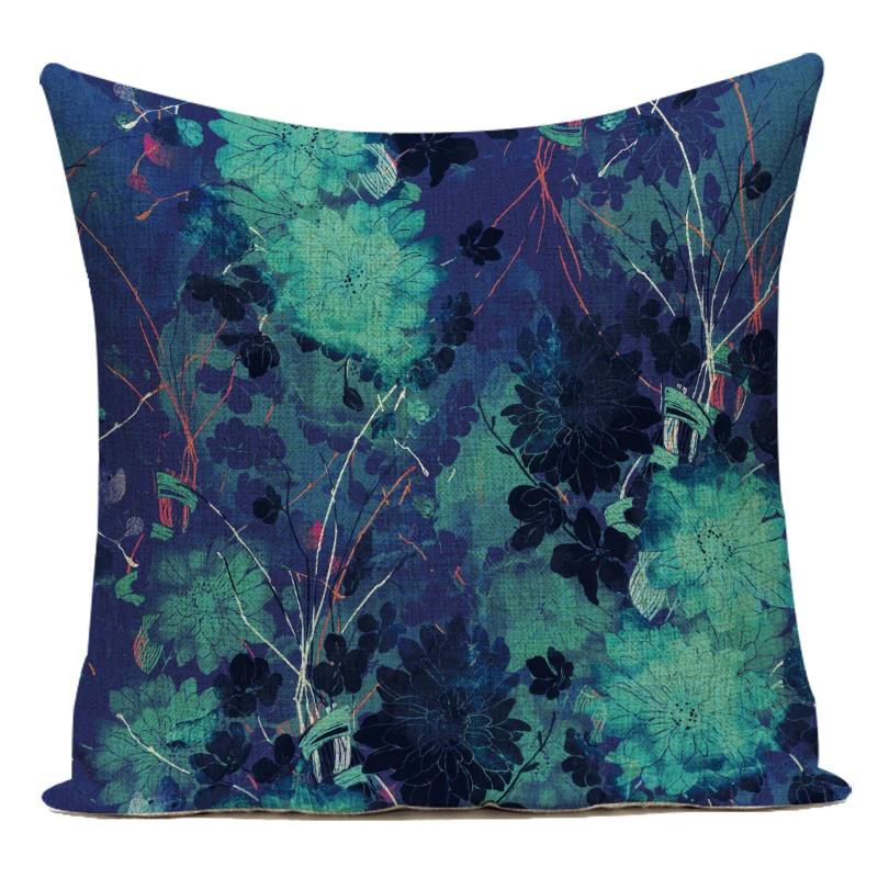 Decorative Throw Pillows Case Colorful 3D Plant Flowers Polyester Sofa Home Living Room Decoration Pillow Cushion Cover