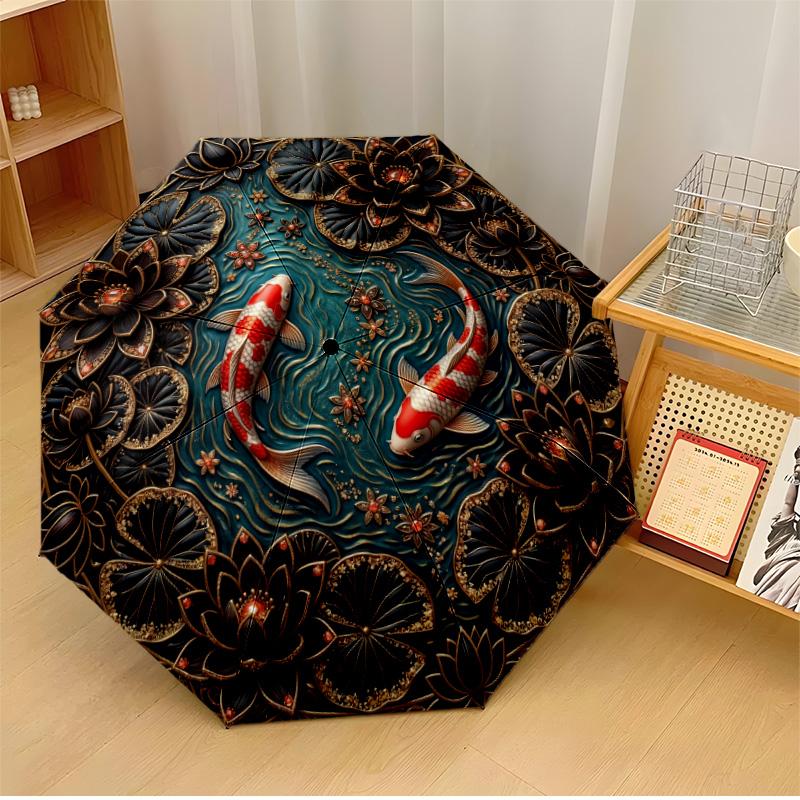 

Kittens and Sunflowers (1) Theme Automatic Umbrella Compact 8-Rib Design Sturdy Construction Durable Umbrella Stylish Accessory