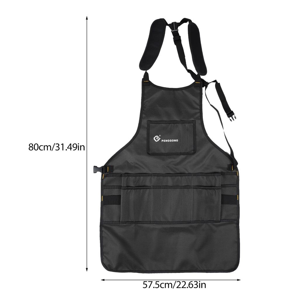 PENGGONG Oxford Fabric Waterproof Bib Kitchen Apron with Pockets Adjustable Neck Strap Unisex BBQ