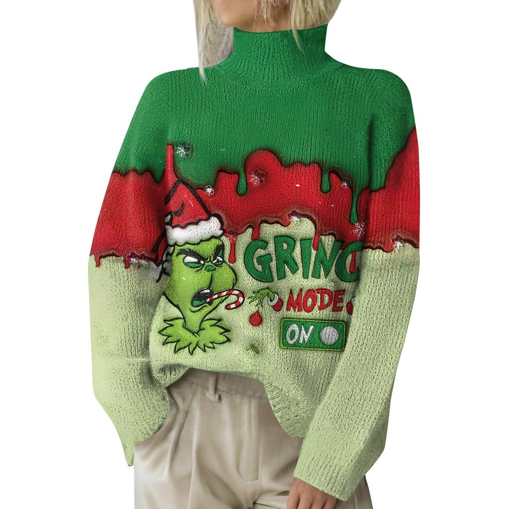 Christmas Sweatshirts For Women Knit Sweater Cute Shirt Fall Turtleneck Pullover Tops
