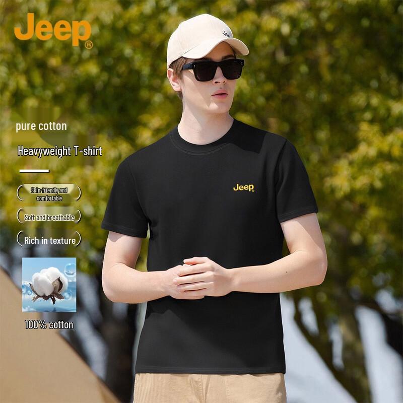 JEEP Men s Summer Pure Cotton Round Neck Short Sleeve T-Shirt L
