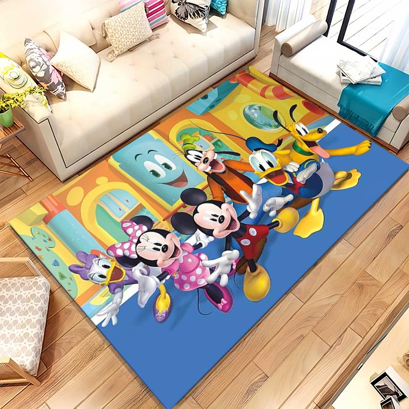 Cartoon Mickey Minnie Mouse Donald Duck Living Room Non-Slip Area Rug Soft Carpet for Bedroom Playroom Sofa,Home Decor Doormat