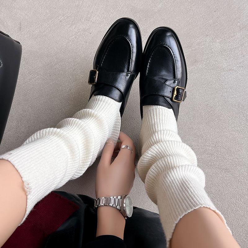 Fashion 2025 Women's New Spring/Summer Retro Round Toe Genuine Leather Sheepskin Headband Comfortable Mid Heel Large Muller Slippers