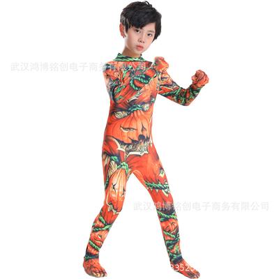 Hongbo Mingchuang Horror Theme Halloween Carnival Pumpkin Man Children's Cos Suit Adult One-piece Tights