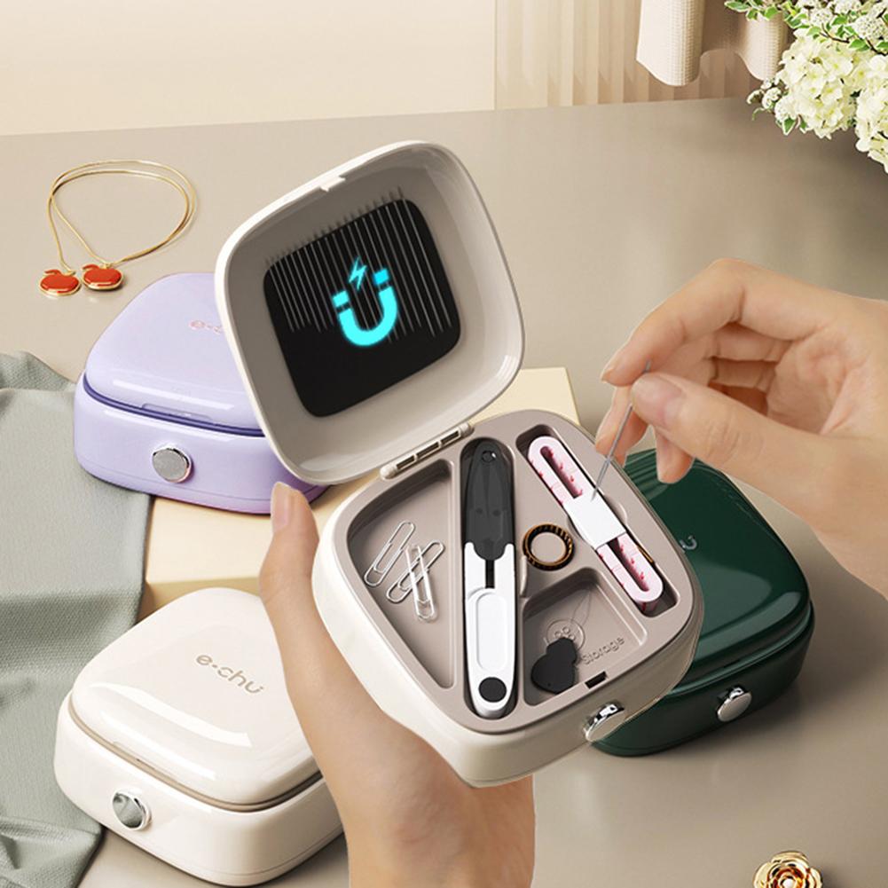 Magnetic Mini Sewing Tool Set Portable Beginners Sewing Thread Needle Threader Scissors Kit Embroidery Handwork Sewing Things