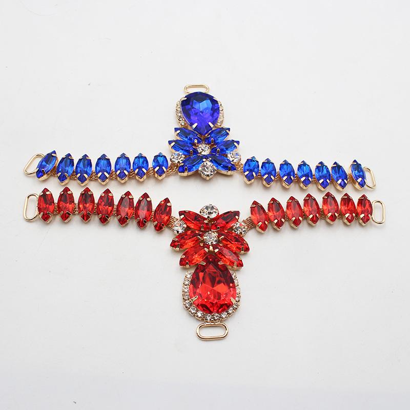 Charm 12Color 1pcsCrystal Chain DIY Garment sewing accessories Rhinestone bikini Connectors buckle fashion Beach SlipperChain