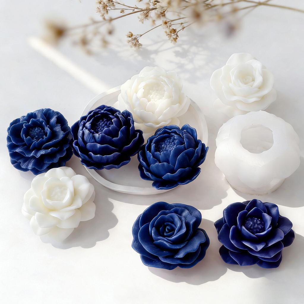 DIY Flower Crystal Resin Silicone Mold Peony Aroma Candle Mold 3D Rose Flower Mousse Cake Chocolate Mold Home Bedroom Decor