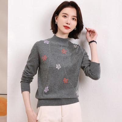 Eleten Women's Thick Pure Wool Mock Neck Sweater
