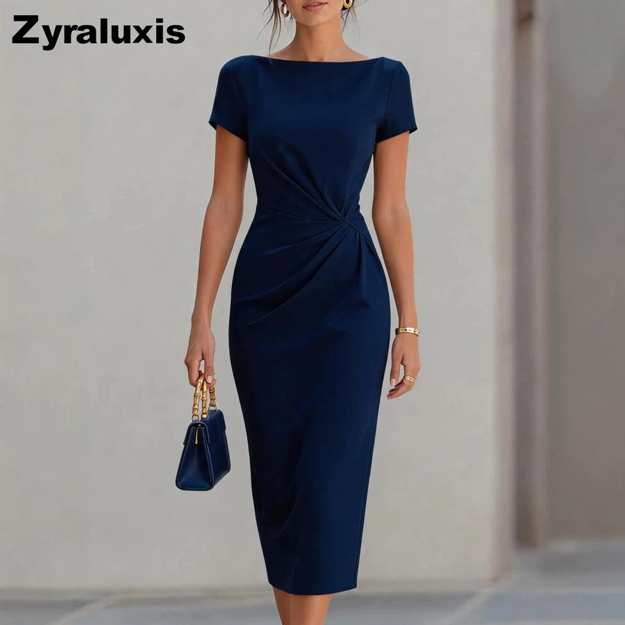 Abito Elegante da Sera Cocktail con Vita Arricciata Donna