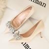 Fashion Women's Shoes High Heels Women 2025 New Wedding Shoes Banquet Shoes Rhinestone Bow Stiletto Heel Sexy Party Single Shoes Pumps