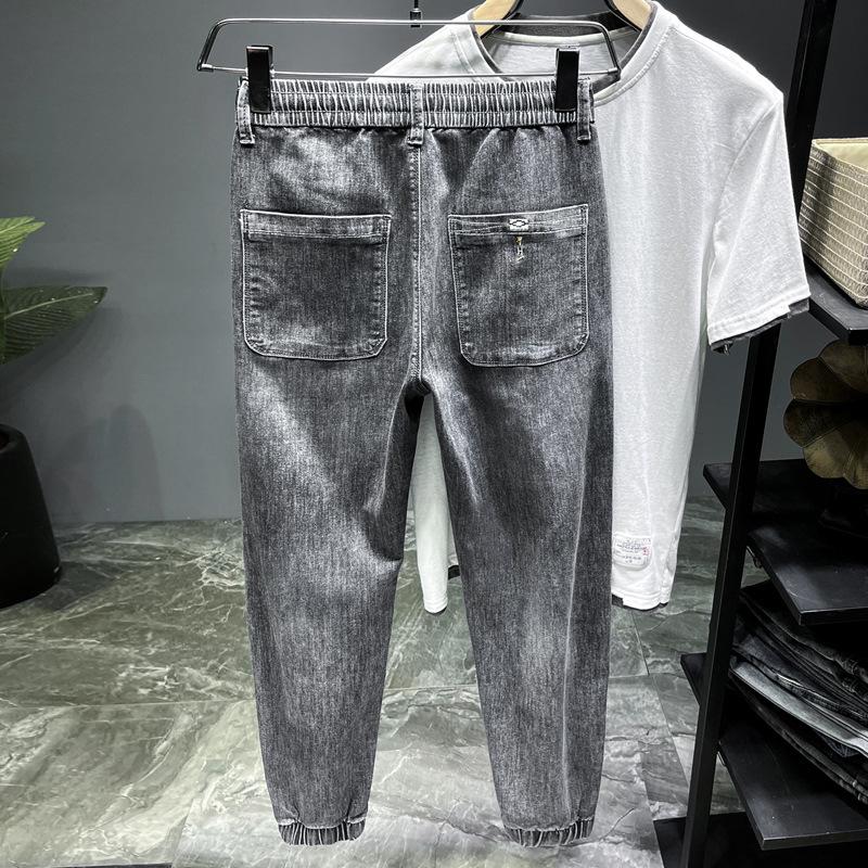 

Новый весенне-летний стиль Мужские джинсы Эластичная талия Вышитые Красивые мужские джинсы 38 серый