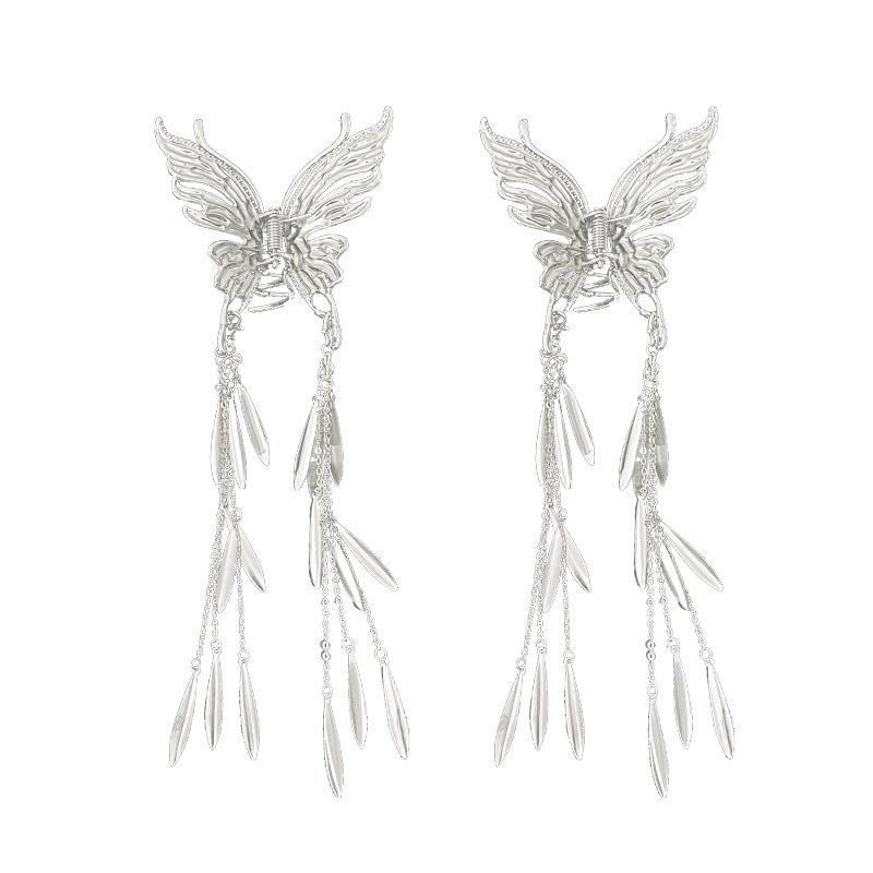 New Chinese Butterfly Tassel Grab Clip Ethnic Style Retro Back Head Disc Hair Shark Clip Hairpin Accessories Female Exquisite