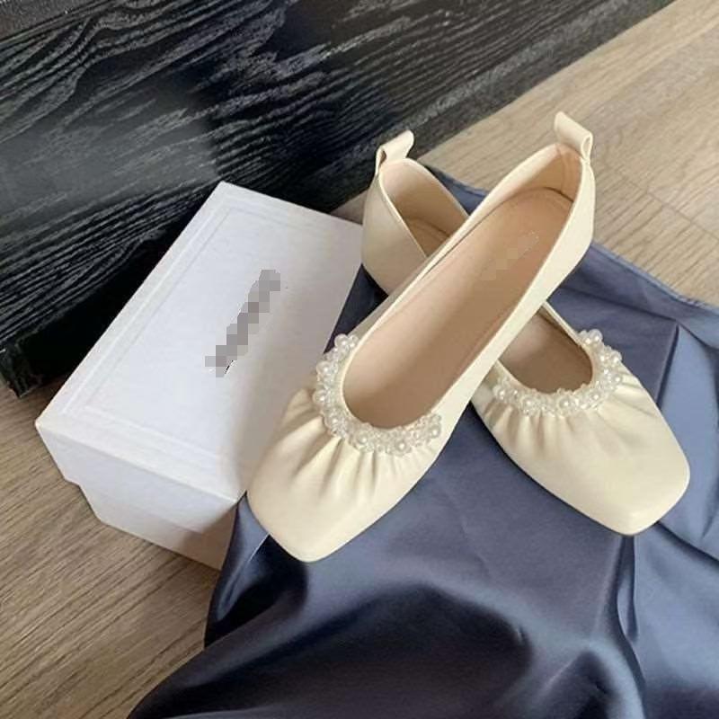2025 autumn new women's comfortable long wear not tired small leather shoes soft leather pearl small fragrance Mary Jane single shoes women