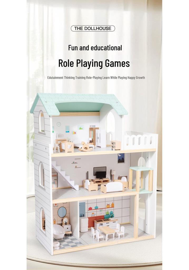 Educational Dollhouse for Early Learning and Role-Playing: Enhances Motor Skills and Cognitive Development