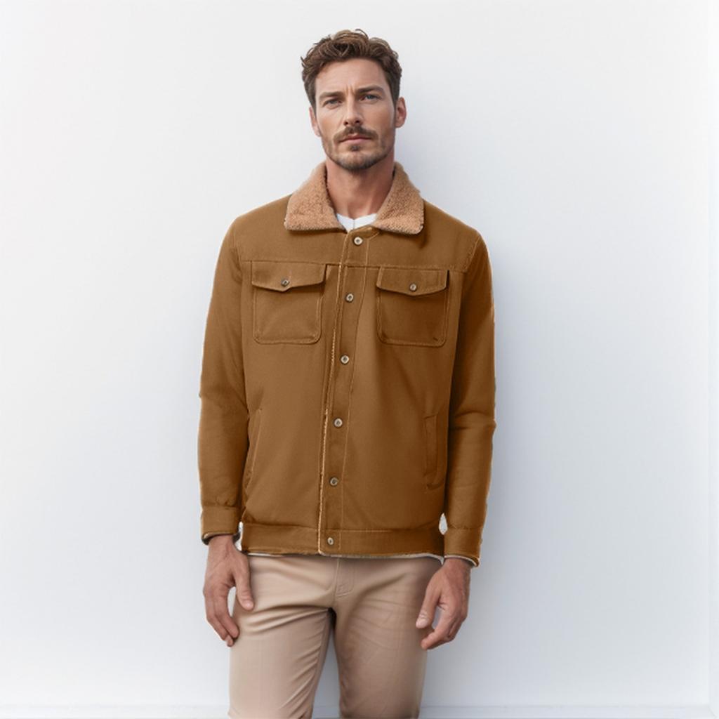 Men's Fall/winter Men's Fleece-lined Cotton Workwear Casual Jacket Coat Men's Cotton Overcoat