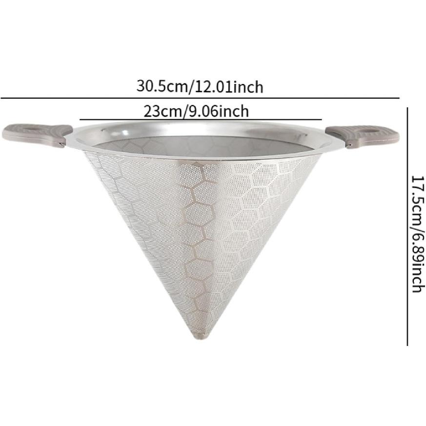 Tea Filter Pour Over Cone Double Handle Portable Stainless Steel Multipurpose