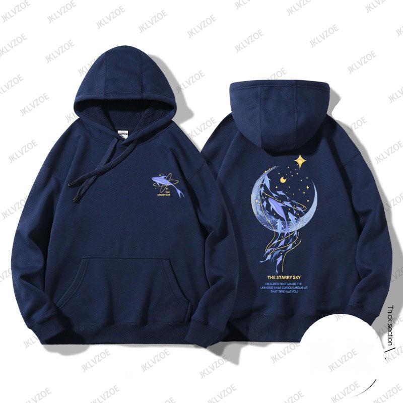 2024 New Korea Spring Autumn Women's  Hoodie Whale Print Designer Long Sleeved Sports Sweater Hoodie Unisex Oversized Clothes