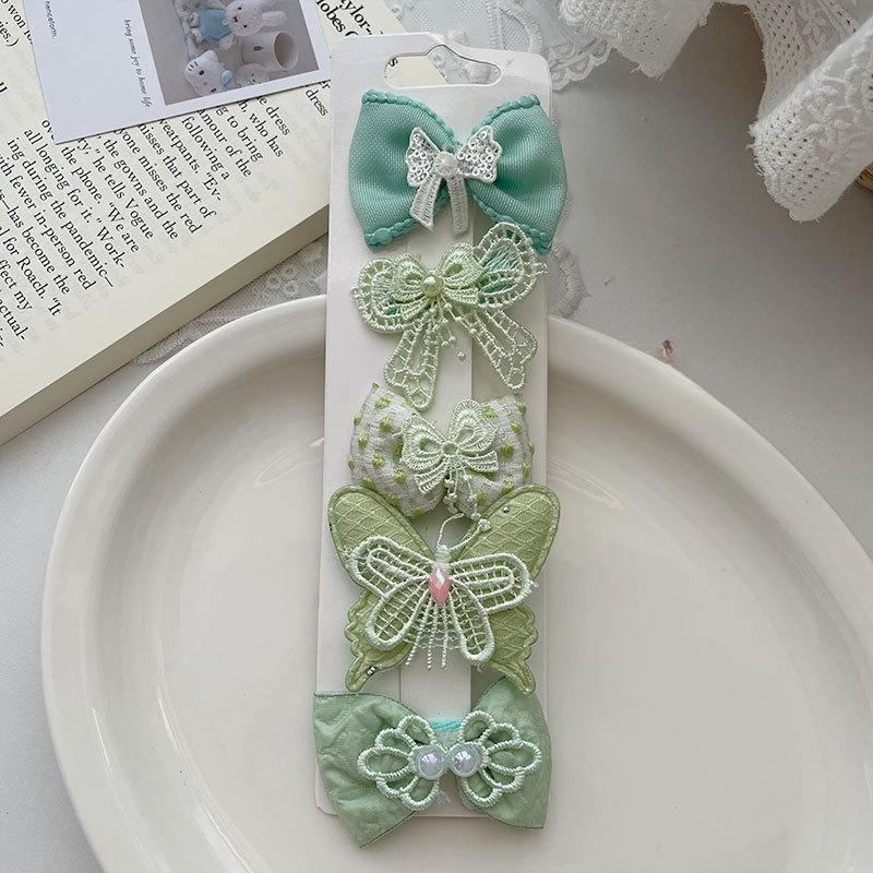 New Korean Spring Fabric Bow Hair Clip Set for Kids, Sweet Side & Bangs Clips, Full-cover Design,  Non-hurt Hair, Perfect .