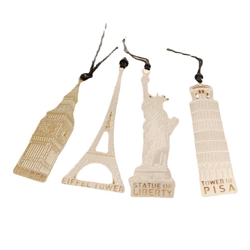 Marcador de metal retrô, 4 peças, mundialmente famoso, marca de livro de assinatura de moda