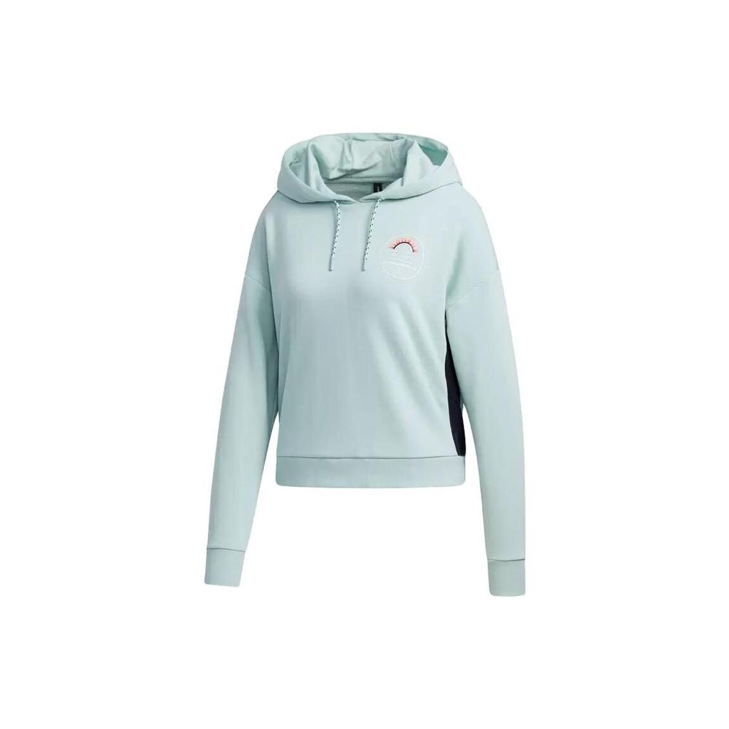 Adidas Neo Letter Print Long Sleeve Hoodie Women Tops Light-Green GL6076