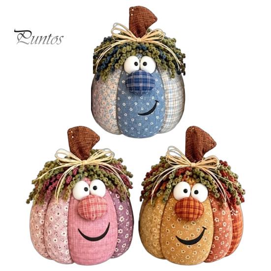 Soft Stuffed Pumpkins for Kids Room Whimsical Patchwork Pumpkin, Pumpkin Table Decor, Cute Smiling Face Retro Decorations Halloween Cloth Tabletop