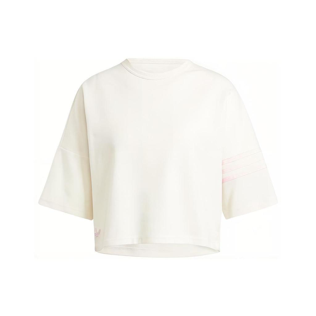 Adidas Originals Neuclassics Three Stripe Color Block Loose Fit Sports T-Shirt Women Tops White IU2500