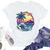 T-shirt casual da donna ampia stampata girocollo pullover manica corta top